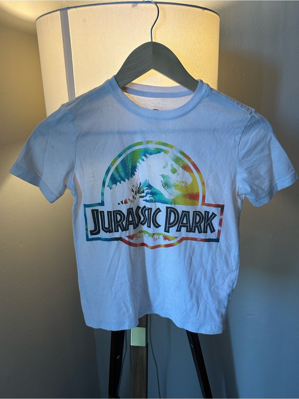 Jurassic Park Kids White Graphic Tee with Rainbow Logo